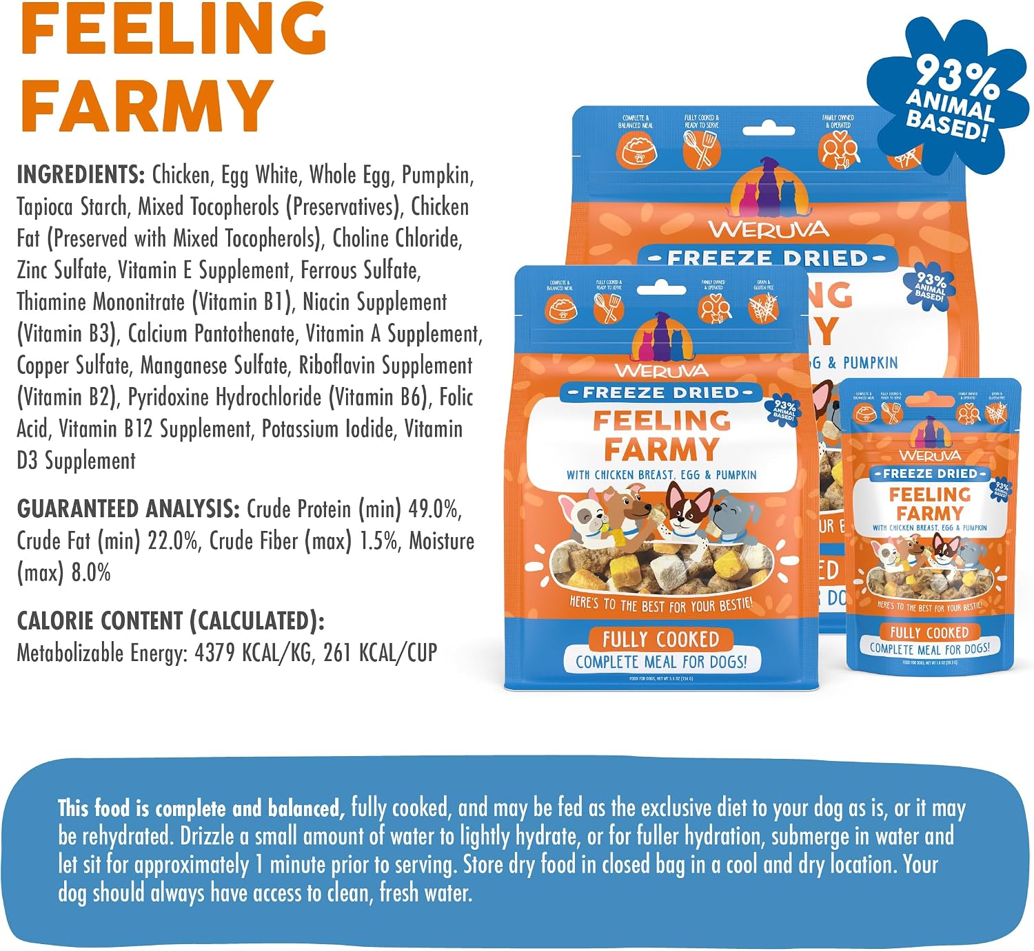 Weruva Feeling Farmy bag showing complete and balanced nutrition logo