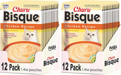 INABA Churu Bisque for Cats, Creamy Lickable Pure Side Dish with Vitamin E, 1.4 Ounces per Pouch, 12 Pouches, Tuna & Chicken Variety - Image 14