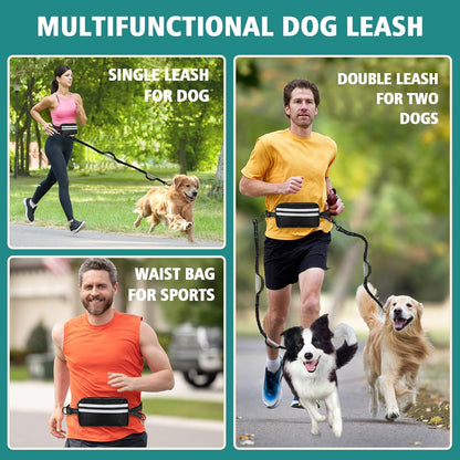 Godyoy tangle free retractable bungee dog leash with dual padded handles