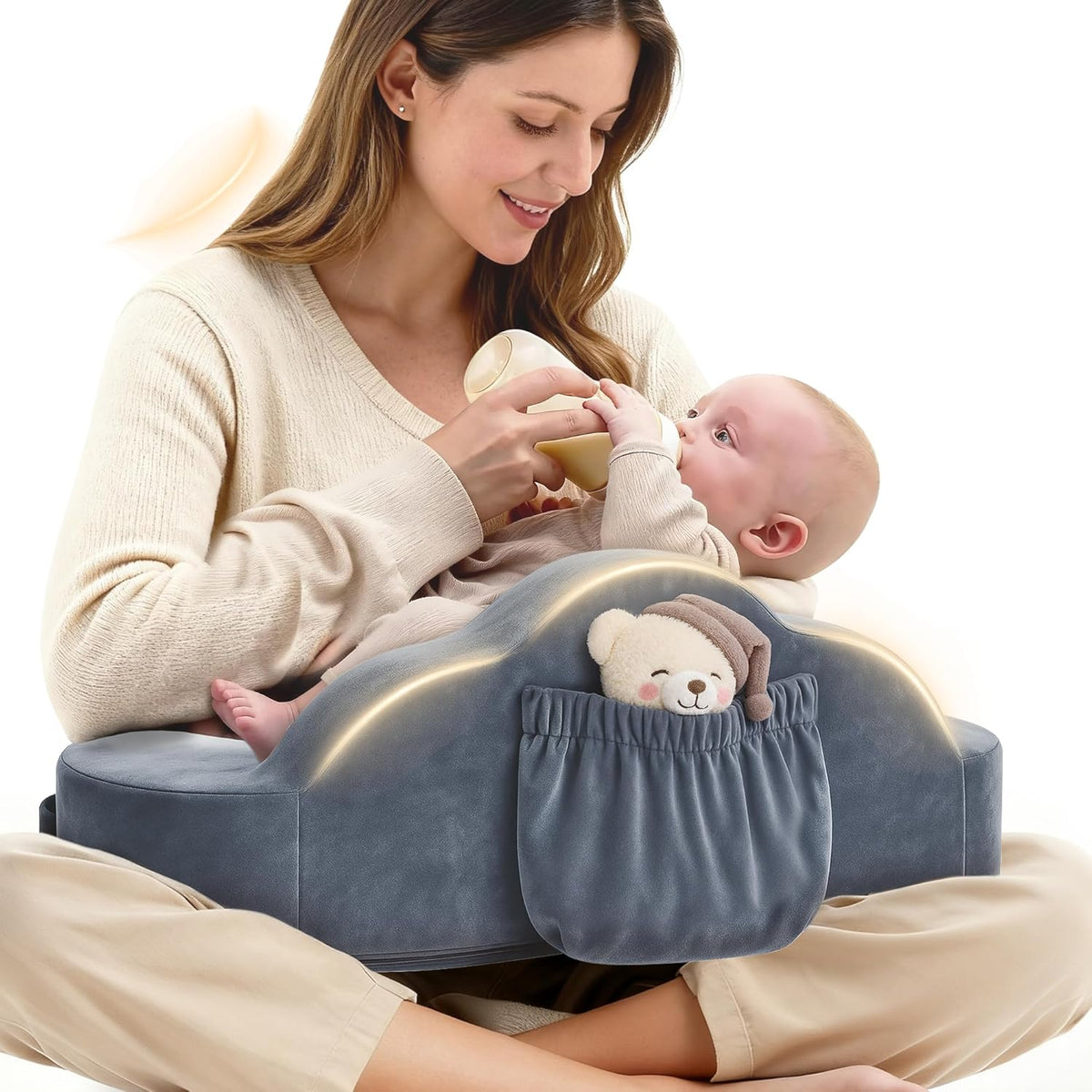 Jaxmoon nursing pillow for breastfeeding with safety fence