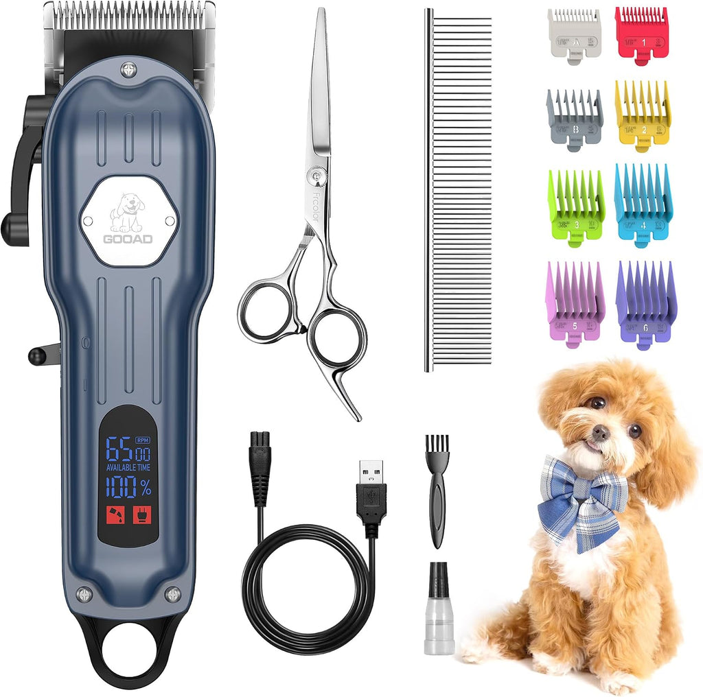 Dog Grooming Kit for Heavy Thick Hair&Coats,Low Noise Dog Hair Trimmer,Rechargeable Cordless Pet Shaver with Stainless Steel Blade, Dog Clippers for Grooming for Small Large Dogs Pets (Sliver) - Image 9