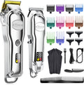 Hatteker hair clipper for men front view silver professional grooming kit