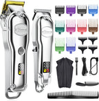 Hatteker hair clipper for men front view silver professional grooming kit
