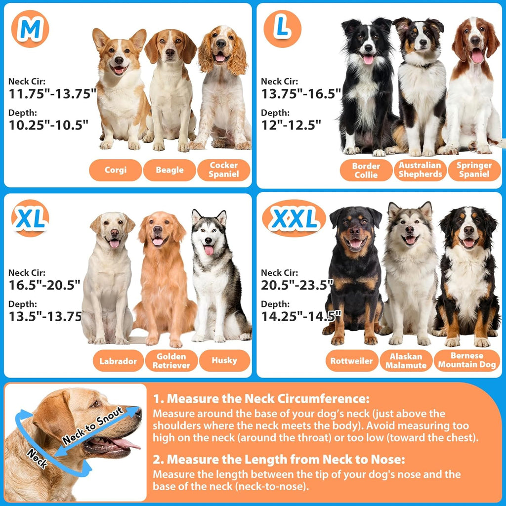Adjustable soft dog cone neck padded cushioning close up view.