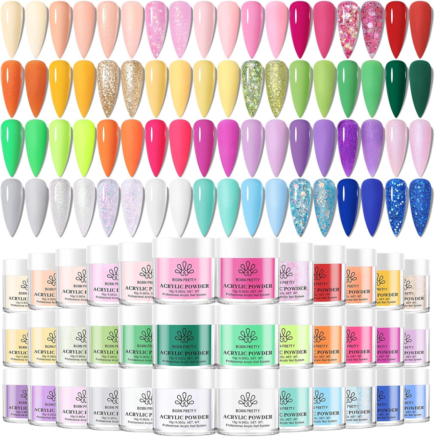 Born Pretty 36 colors acrylic powder set front view