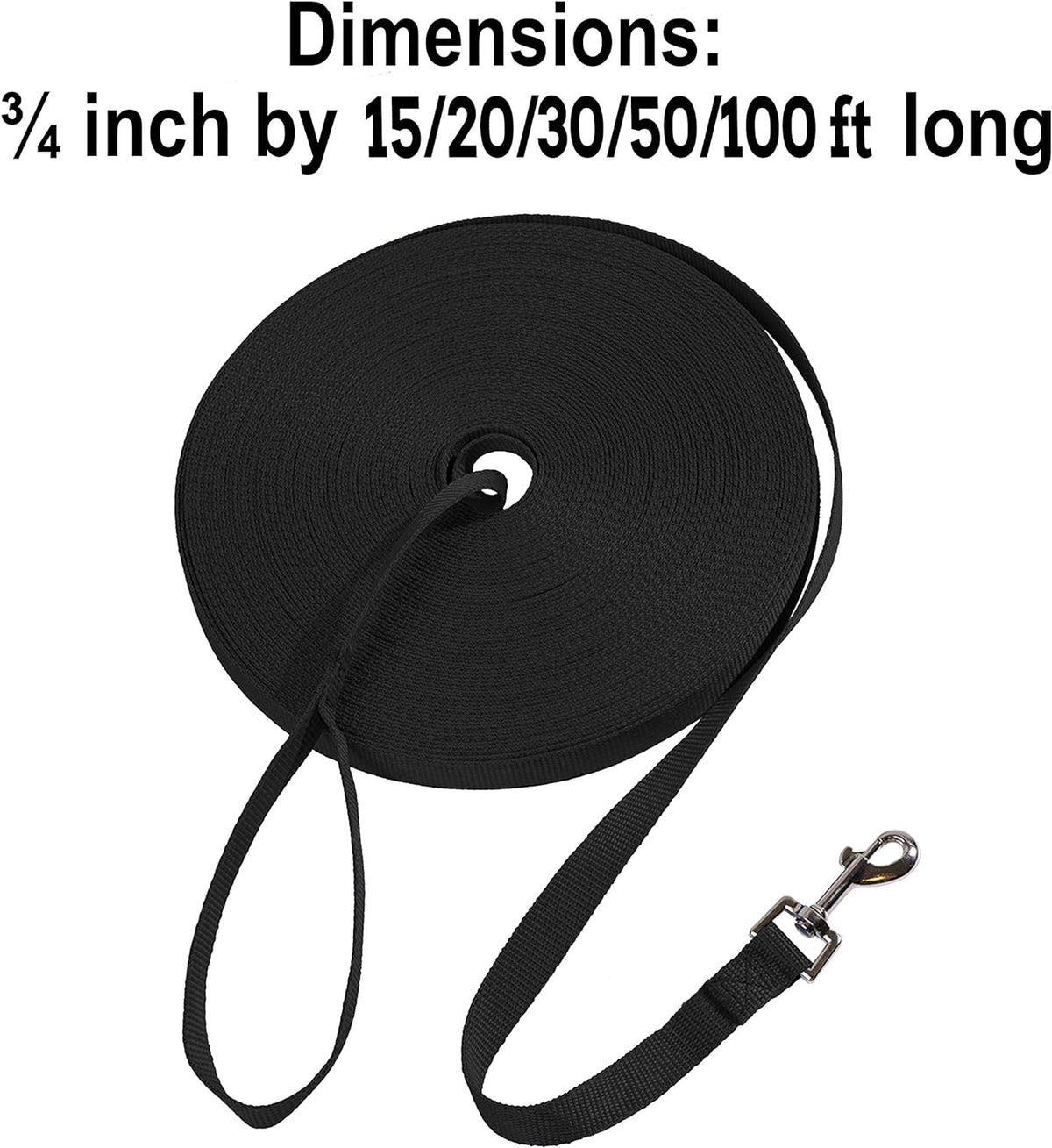 Durable heavy duty nylon long dog leash with swivel snap hook
