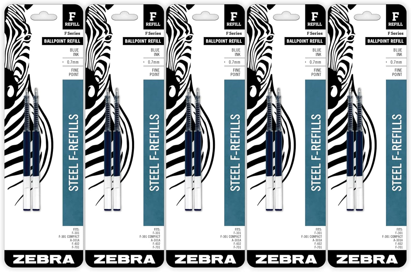 Zebra Pen Steel, F-Refill Ballpoint Ink Refills, 0.7mm Fine Point, Black Ink, Fits Zebra F-301, F-402, and F-701 Ballpoint Pens, Smooth Writing Performance, 2-Pack (85512) - Image 8