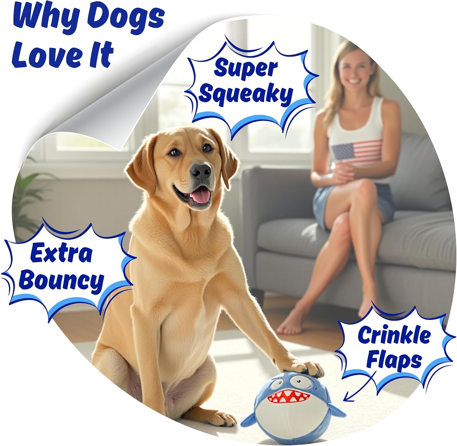 PeppyPawz dog puzzle chew toy showing inner squeaky ball core