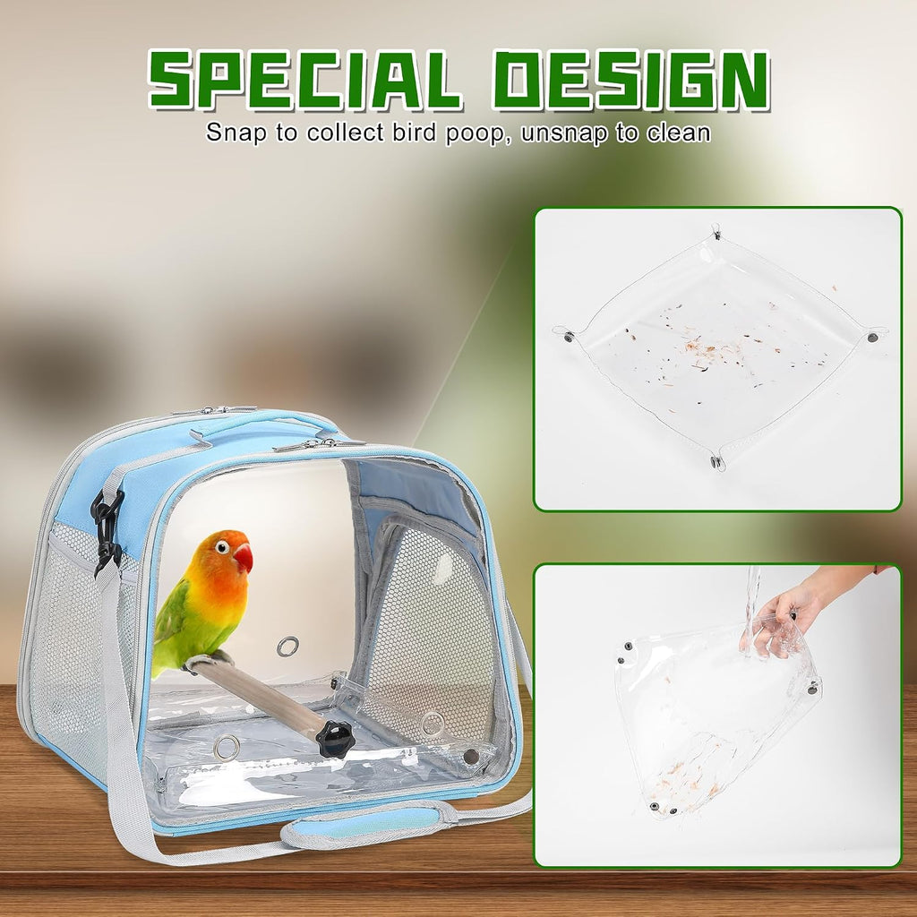 Suertree small bird carrier with internal wooden standing perch