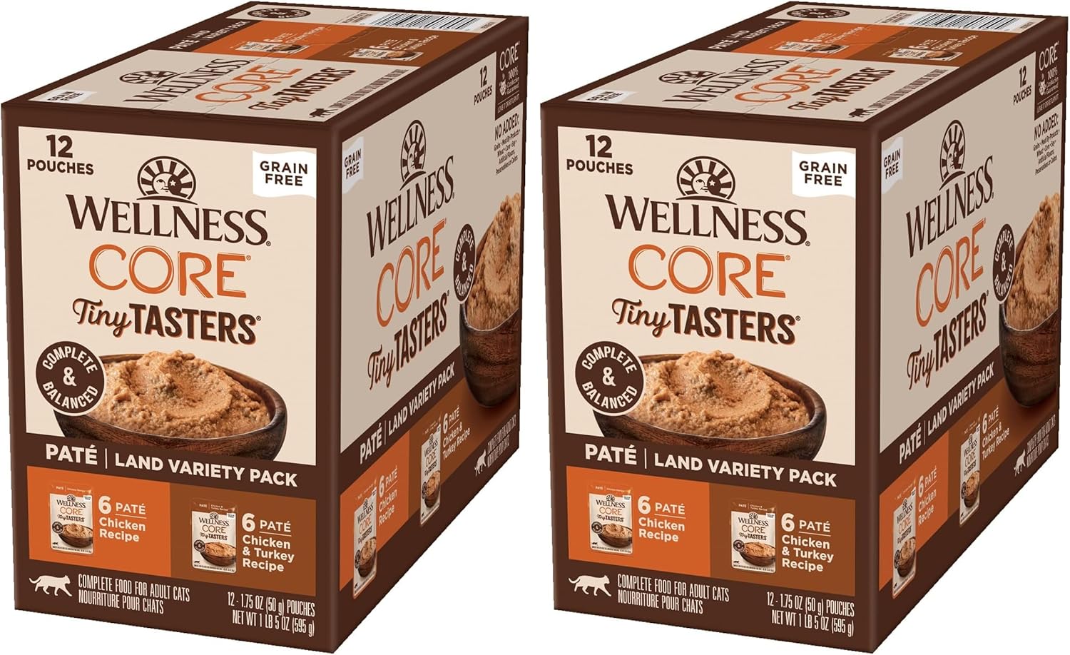 Wellness CORE Tiny Tasters Pate Variety Pack Adult Wet Cat Food, Natural, Protein Rich, Grain Free, Land Recipes, 1.75 oz, Pack of 12 Pouches - Image 13