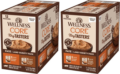 Wellness CORE Tiny Tasters Pate Variety Pack Adult Wet Cat Food, Natural, Protein Rich, Grain Free, Land Recipes, 1.75 oz, Pack of 12 Pouches - Image 13