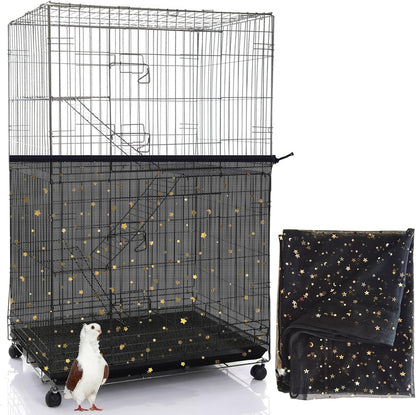 Bird Cage Seed Catcher, 45-90'' Adjustable Bird Cage Cover, Universal Nylon Bird Cage Mesh Net, Bird Cage Skirt Guard Accessories for Parrot Parakeet Macaw Round Square Cage (White) - Image 13