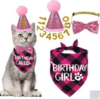 STMK Cat Birthday Decorations, Cat Birthday Hat with Number Bandana Bow Tie Collar for Cats Kittens Apparel Birthday Outfits - Image 12