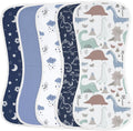 Yoofoss organic cotton baby burp cloths 5 pack dinosaur design front view
