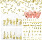 HIZEMLK KEHKFSEF star moon gold nail charms front view