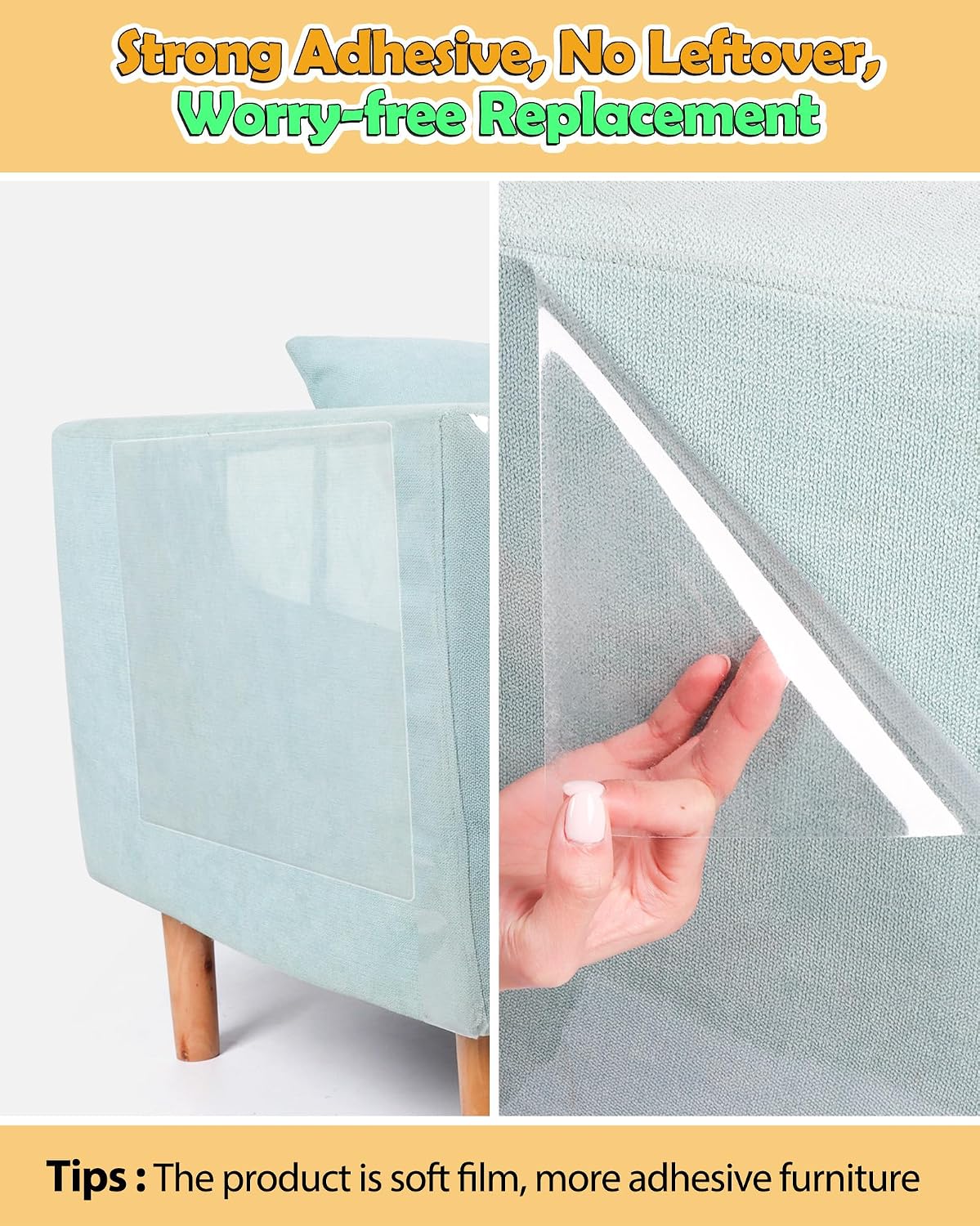 Transparent cat scratch guard applied to wooden door frame