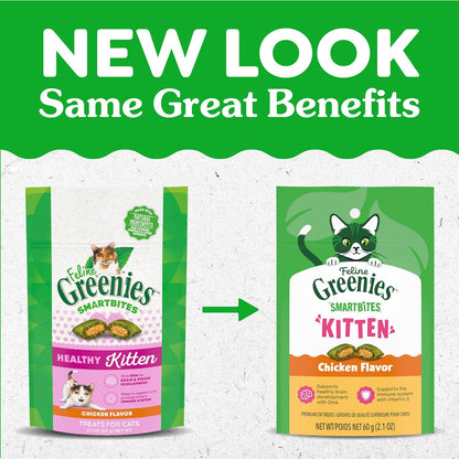 Greenies Feline Smartbites Kitten Treats, Chicken Flavor, 2.1 oz. Pouch - Image 10