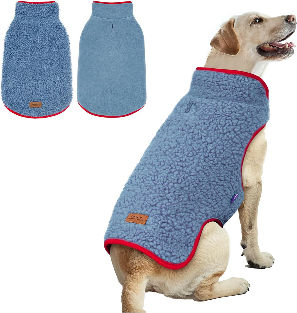 cyeollo Sherpa Dog Coat Turtleneck Reversible Fleece Vest Sweater Thick Pet Clothes for Cold Weather Winter Jacket Warm Dog Coats for Medium Large Dogs, Pink XXL - Image 13