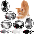 Jecery 25 Pcs Cat Spring Balls Toys Stretchable Rolling Balls Colorful Playful Coils Interactive Action Toy Caged Rats for Kitten Pet Supplies (Mouse and Bell,Colorful) - Image 15