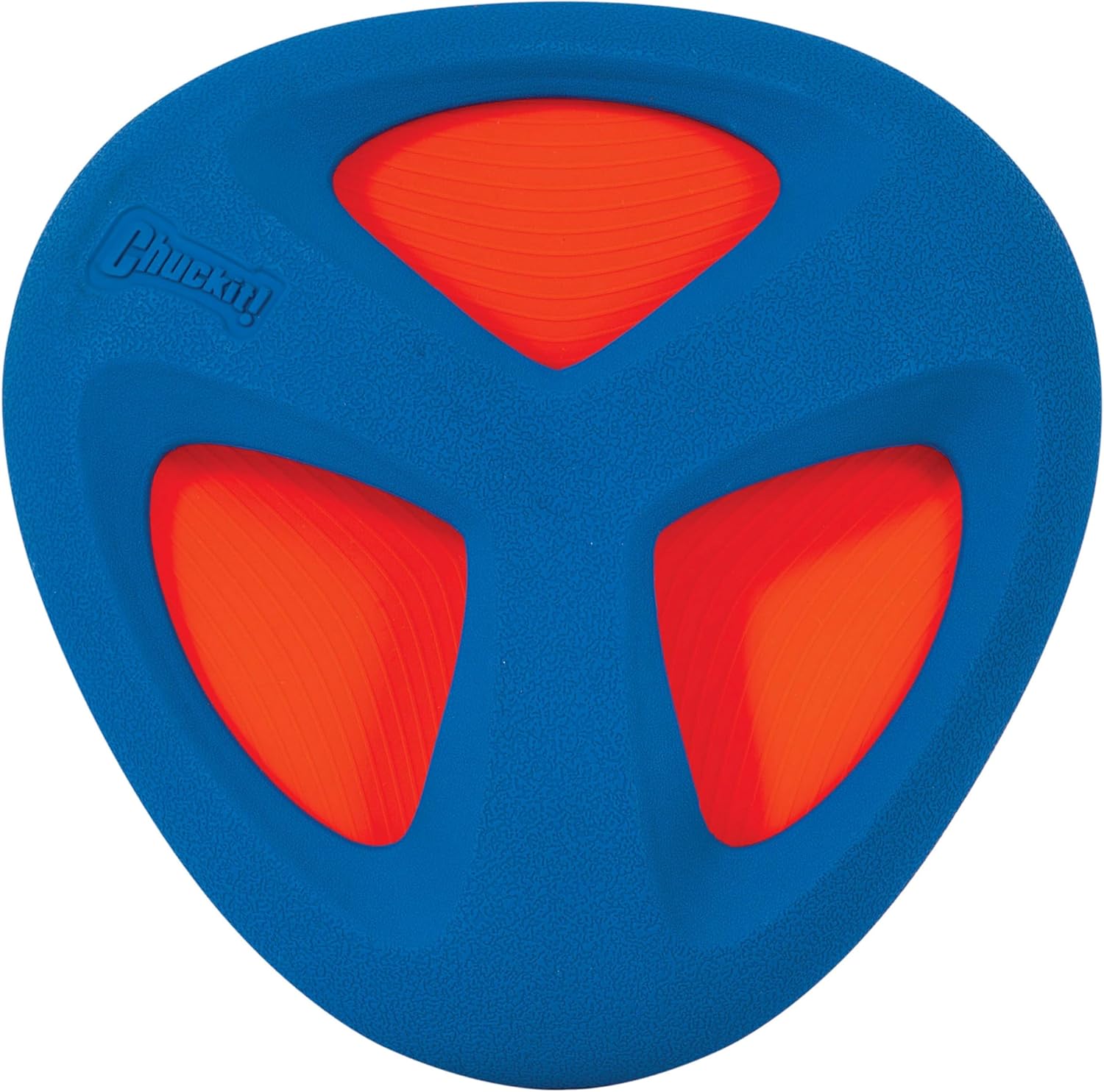 Large breed dog playing with orange and blue Fetch Wheel