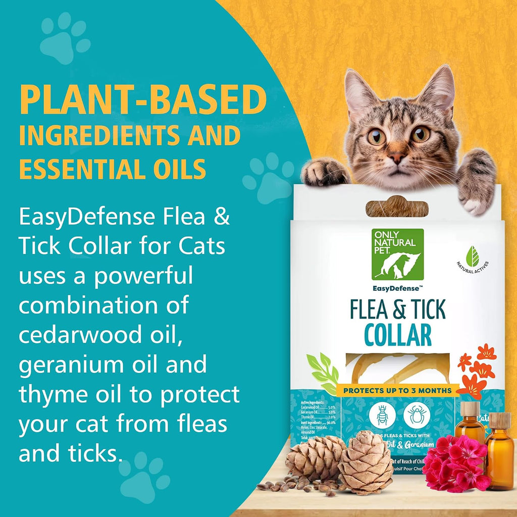 Only Natural Pet cat flea collar packaging showing natural ingredients