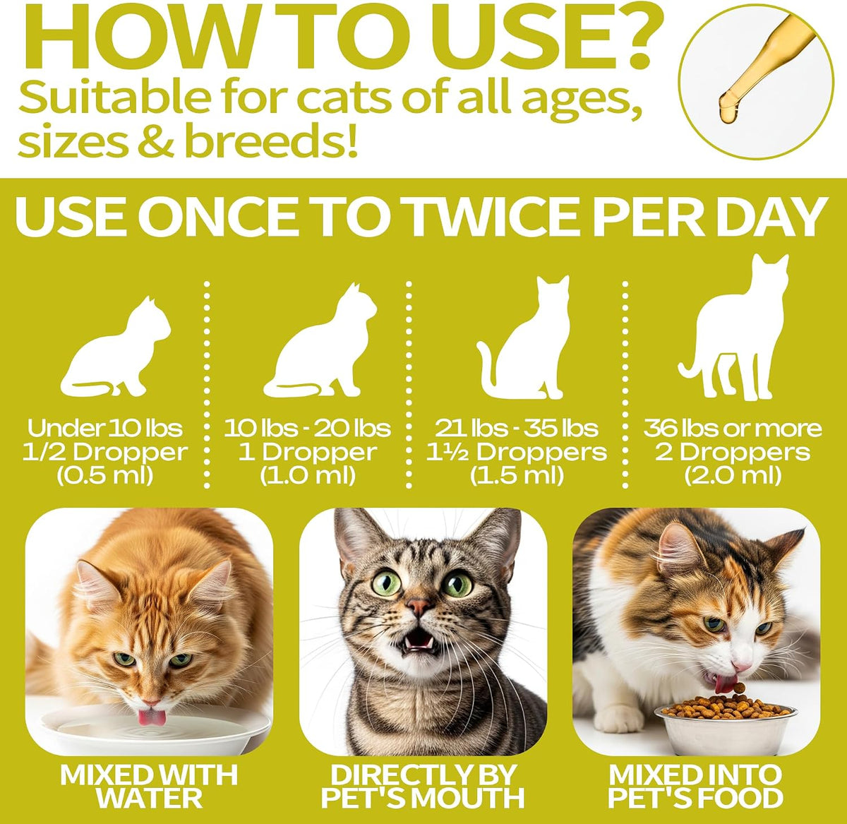 PawBliss cat wellness defense drops mixed into pet food illustration