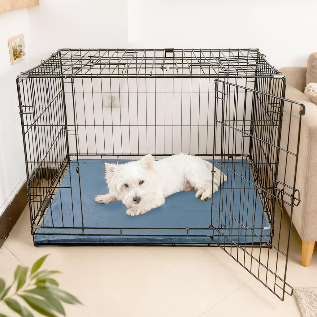 Soft pet cage protector mat showing hair resistant surface fabric