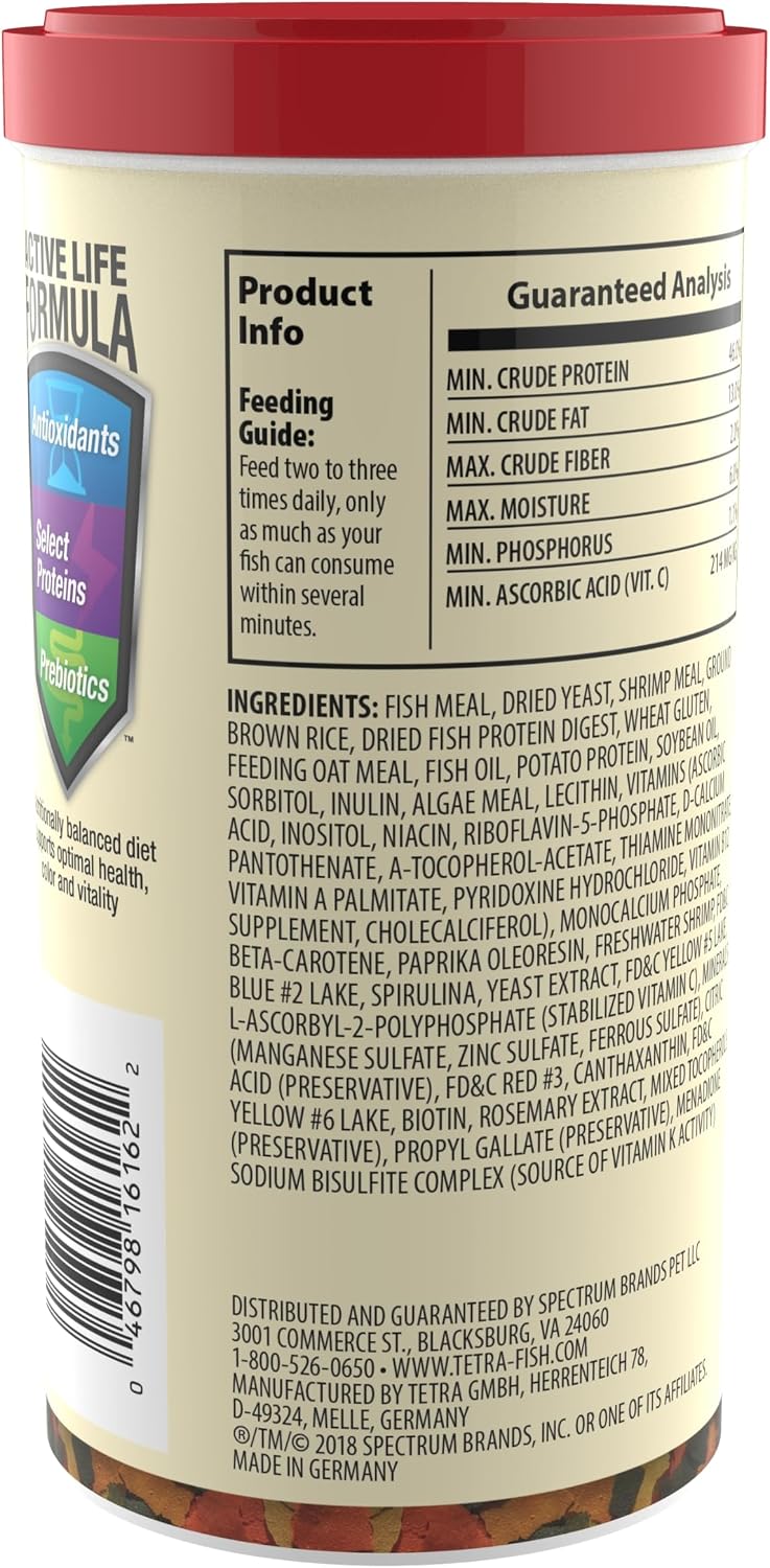 Tetra TetraColor Tropical Flakes fish food bottle front view