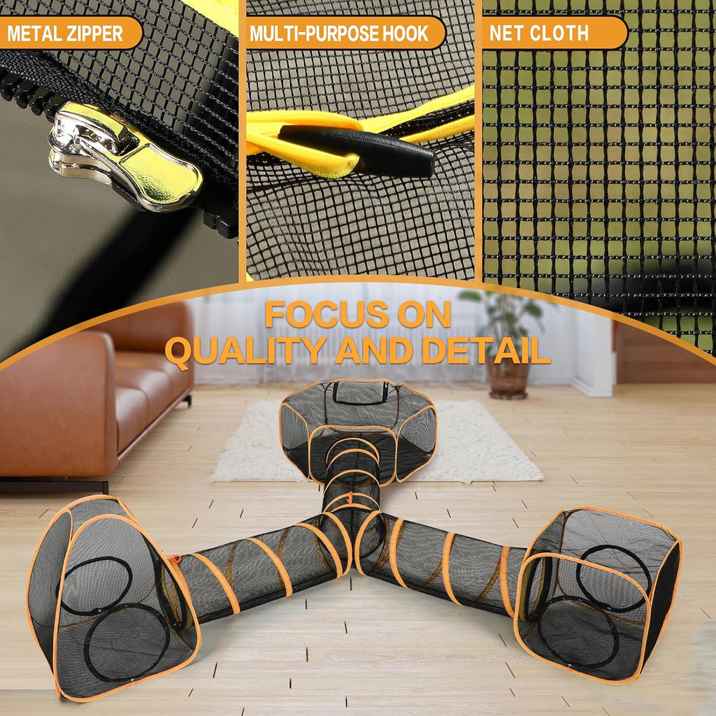 Wilhiker outdoor pet enclosure close up of the durable zip connectors and sturdy ground pegs