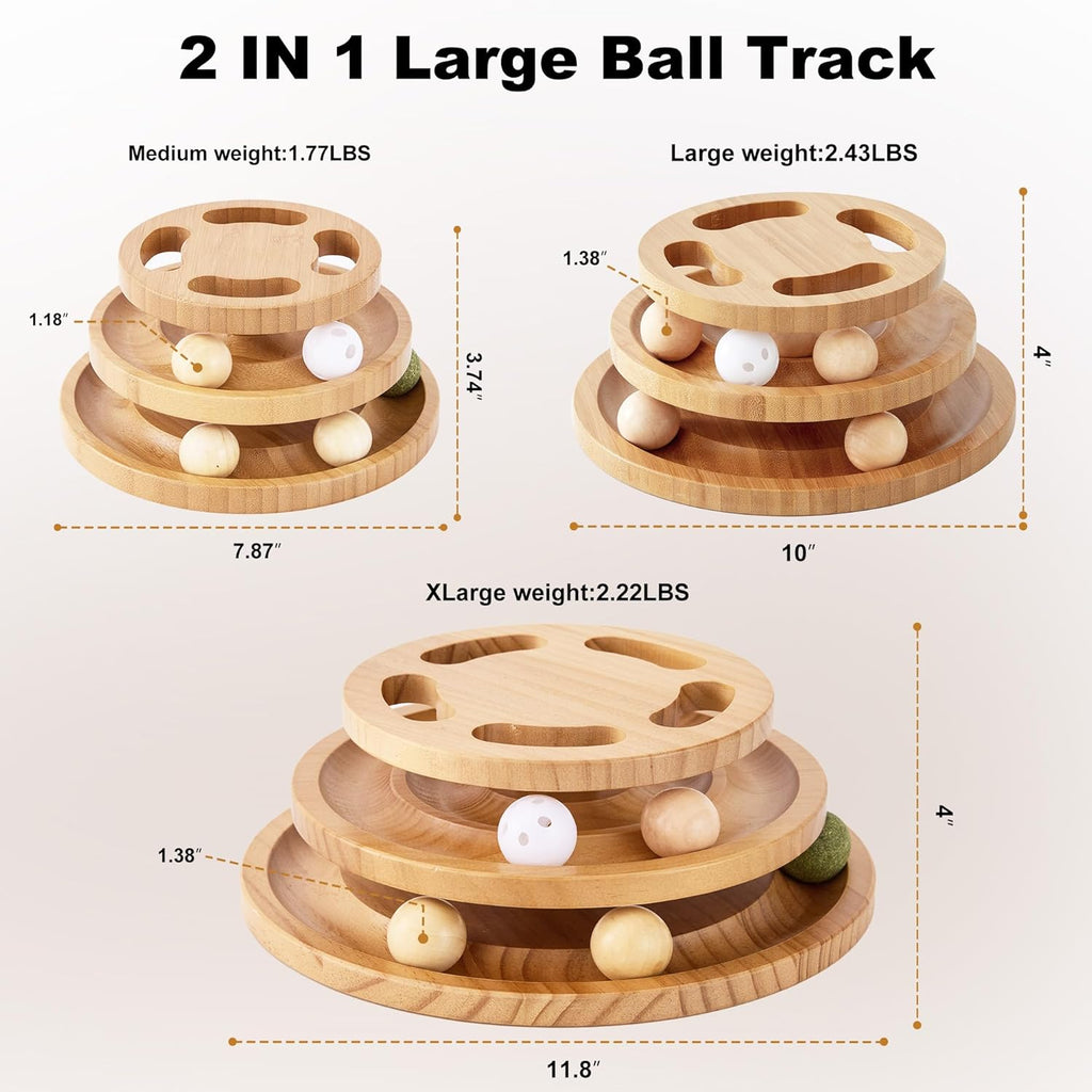 Close up of Zomisia cat toy puzzle top with wooden balls