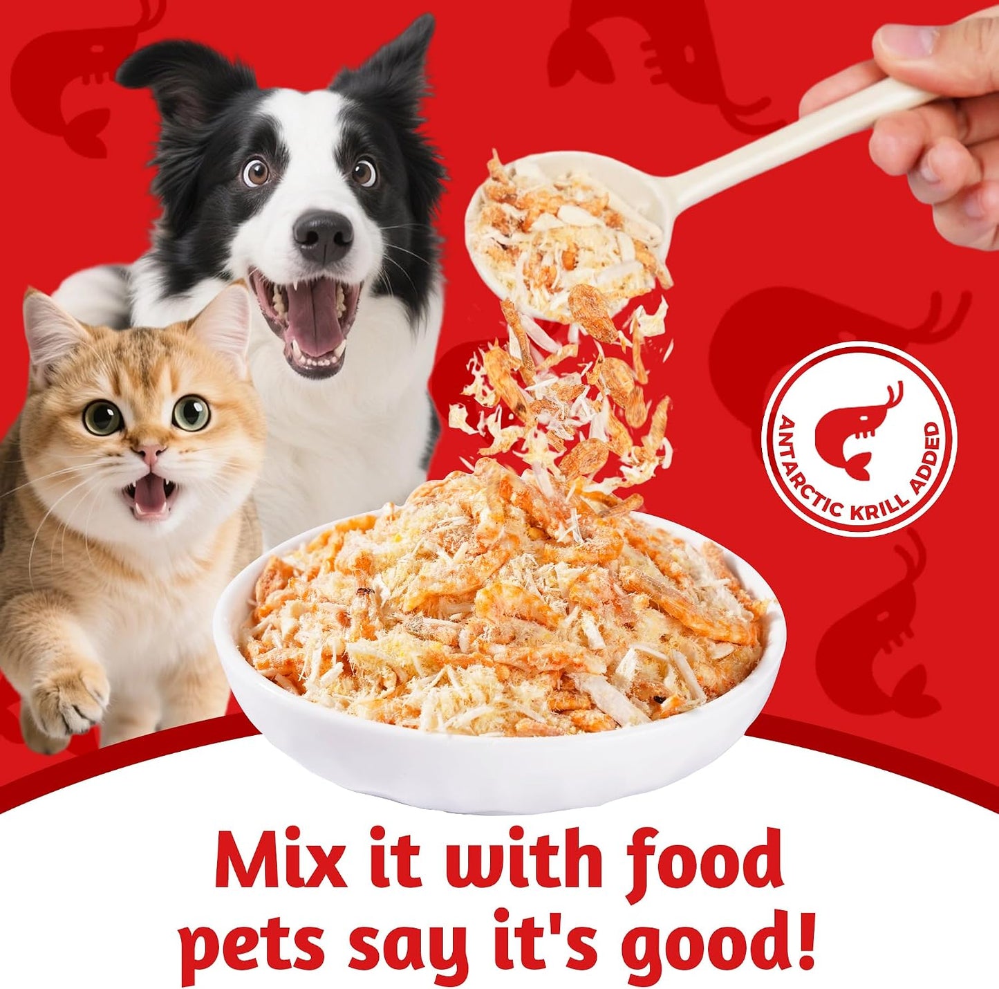 Just Try pet meal mixer with chicken and egg yolk ingredients display