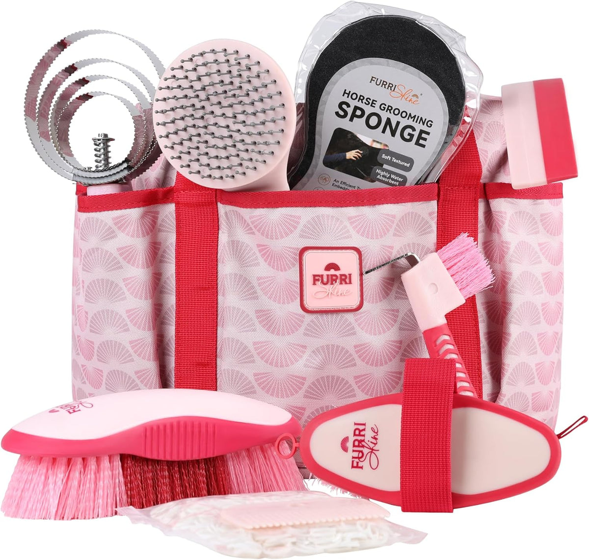 Horse Grooming Kit, 9 Piece Grooming Brush Set with Silicone Curry Comb for Bathing & Shedding Pasture Glow - Image 10