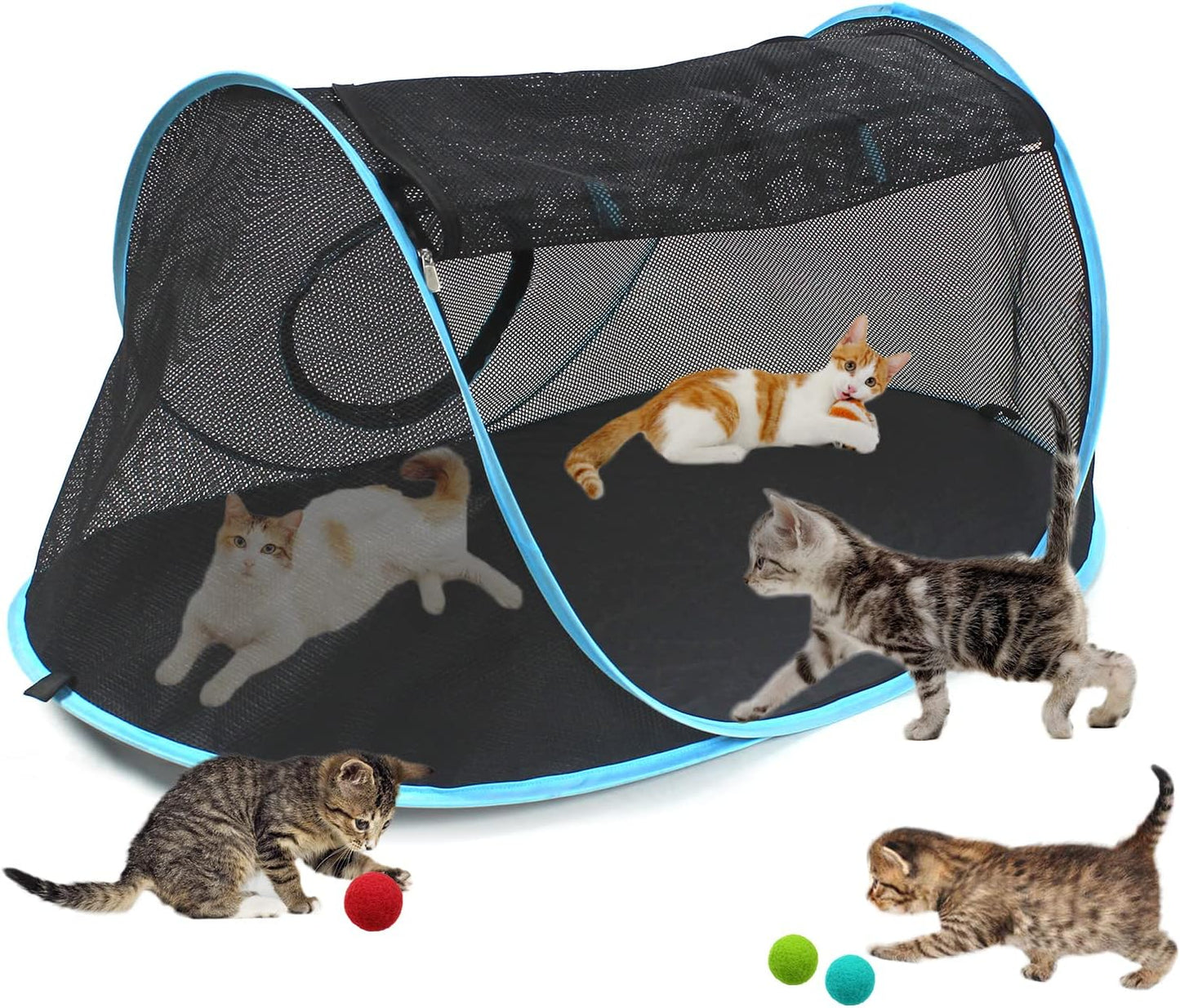 INTURN Cat Furniture Tent for Indoor and Outdoor Playpen Portable Cat Tunnels, Outdoor Kennel (2 Cube + Tunnel) - Image 10