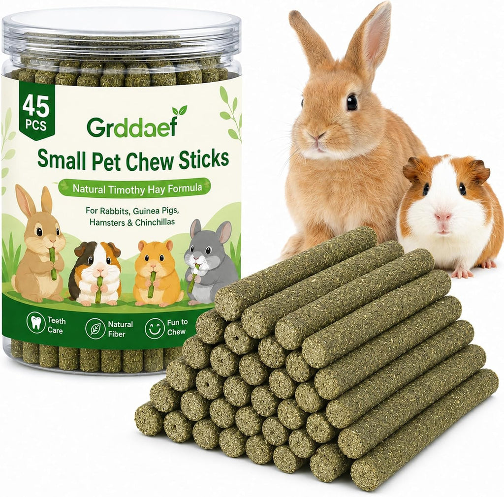 Grddaef 20 PCS Bunny Chew Toys for Teeth, Natural Rabbit Toys Apple Wood Grass Timothy Sticks Chew and Treat for Guinea Pigs Hamster Chinchillas - Image 9