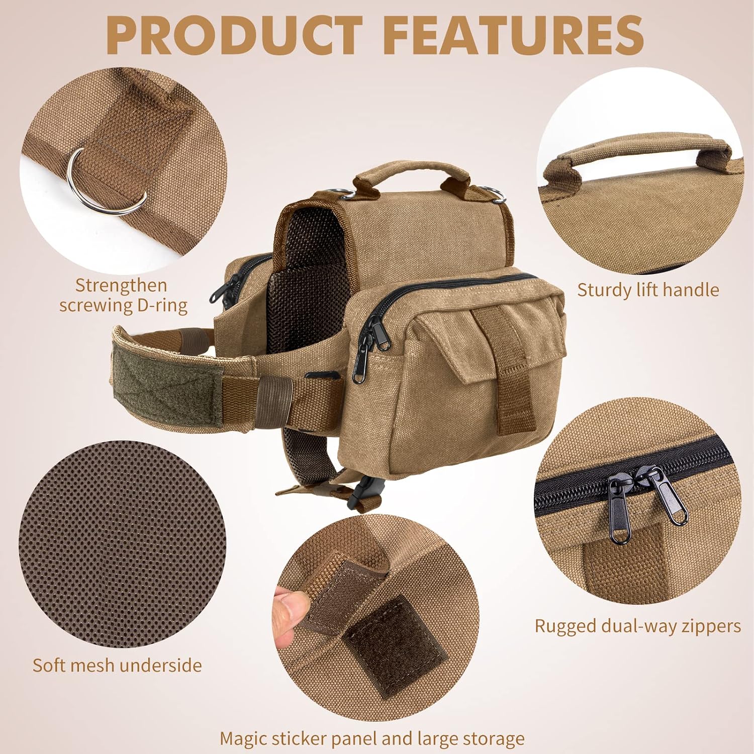 Horse pet saddle bag rucksack side view showing dual storage pockets