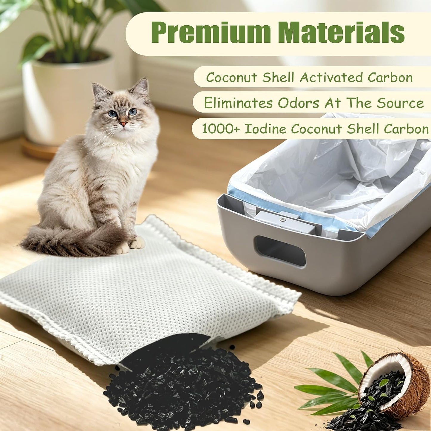Six piece set of unscented replacement odor eliminator filters for automatic pet waste bins