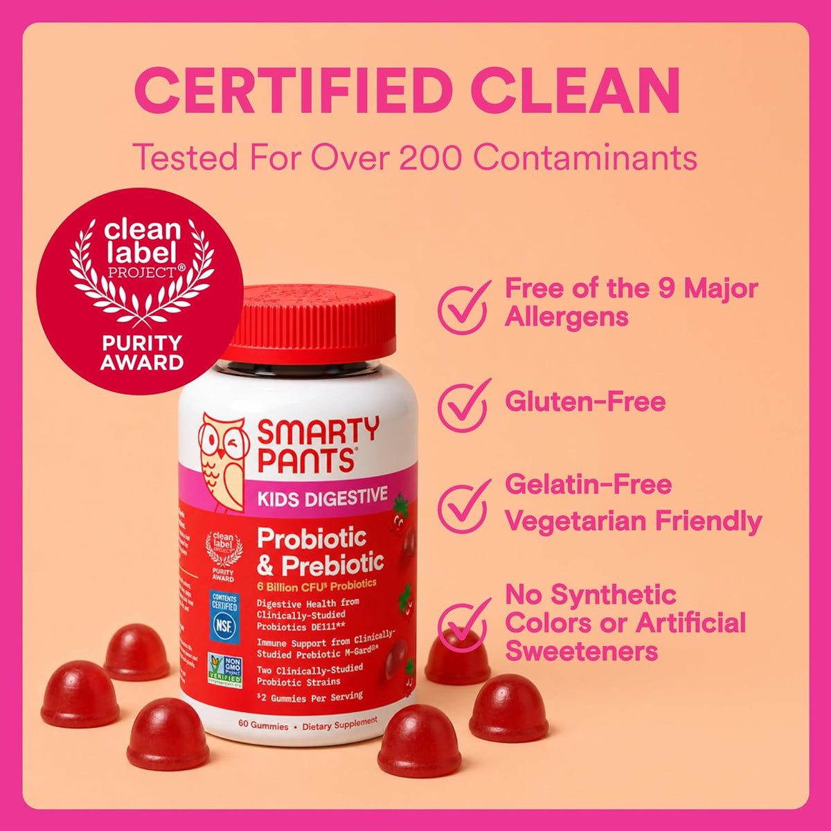 SmartyPants Kid Probiotic & Prebiotic Gummies, Gut Health Supplement, 60 Ct - Image 10