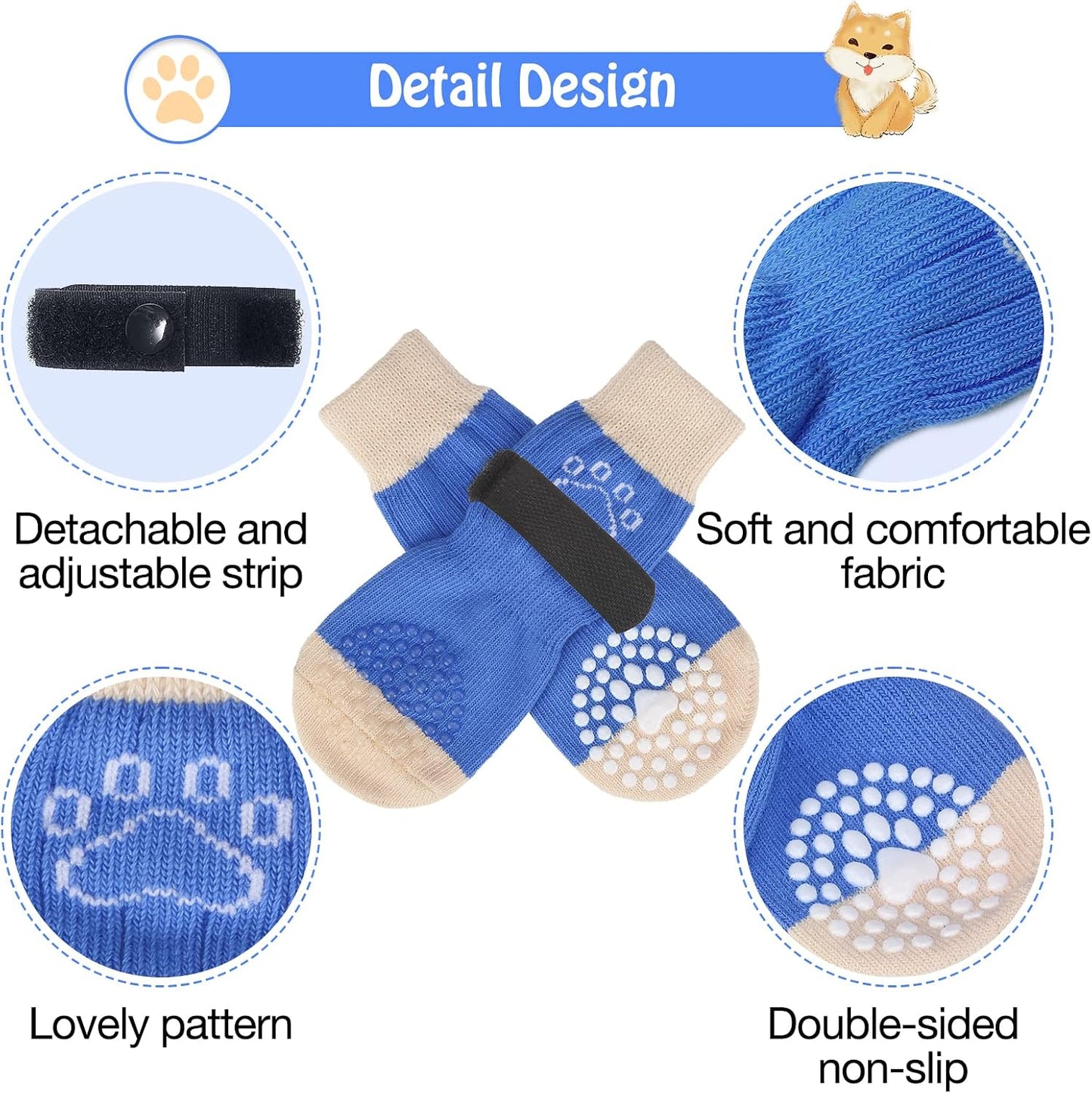 Small dog wearing Scenereal anti-slip grip socks