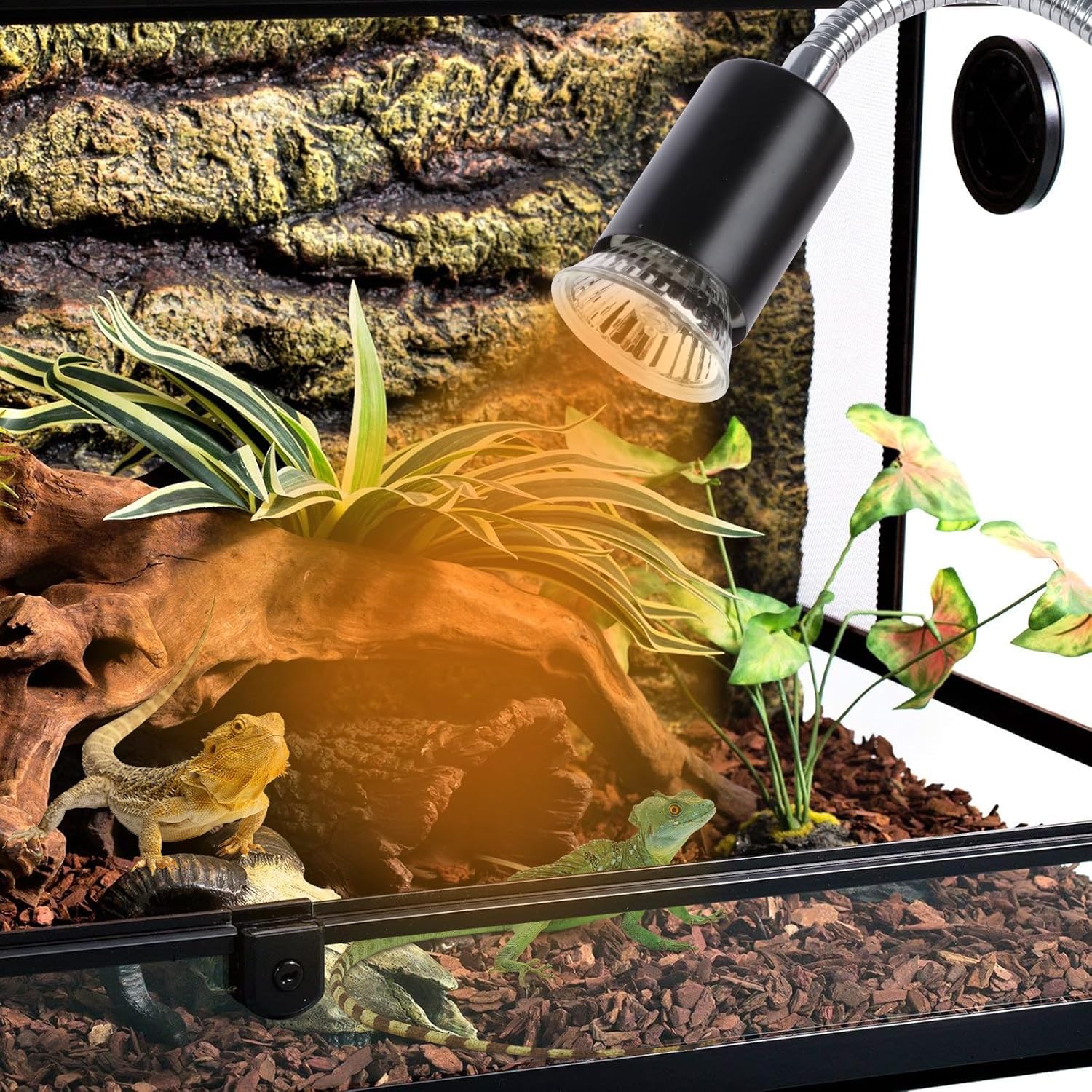 Lucky Herp aquarium heating kit including two replacement premium ultraviolet light bulbs.