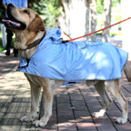 MAMORE double layer dog rain jacket completely opened to view the reversible fabrics