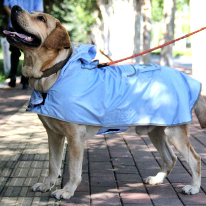 MAMORE double layer dog rain jacket completely opened to view the reversible fabrics