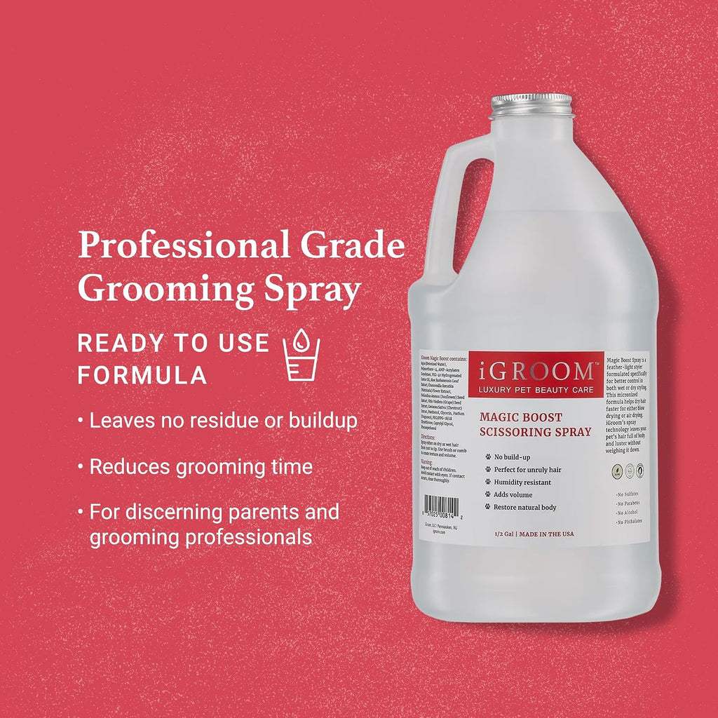 Weightless micronized scissoring spray for unruly pet hair styling