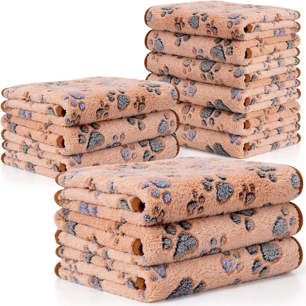 Tegeme 12 Pcs Pet Blankets 23 x 16 Inch Soft Fluffy Fleece Dog Cat Warm Paw Print Pattern Blankets Flannel Throw for Pets Dog Puppy Cat(Gray) - Image 10