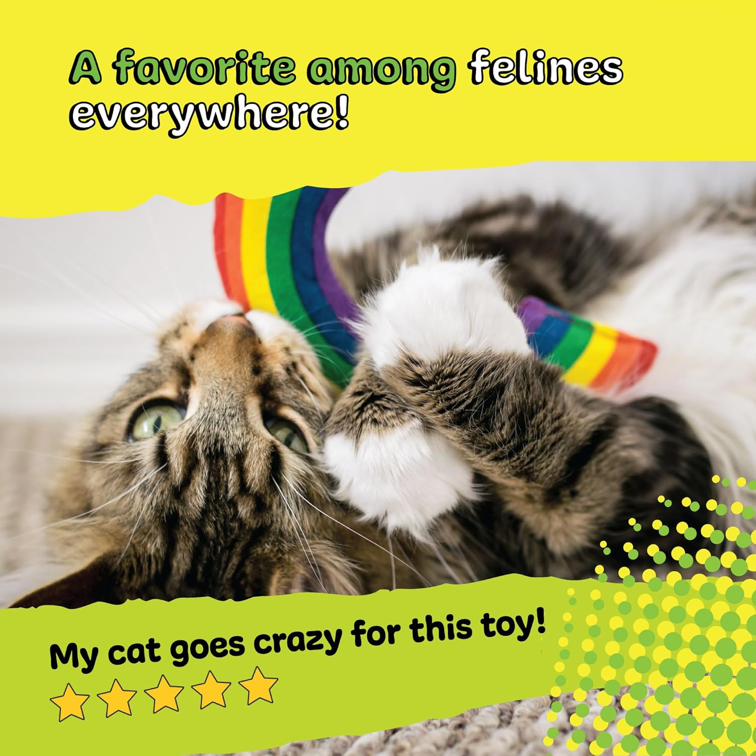 Yeowww! Catnip Rainbow Toy for Cats - Colorful Arch Shape - Durable Cotton Twill - Made in the USA - Stuffed with Organically Grown Catnip - Image 6