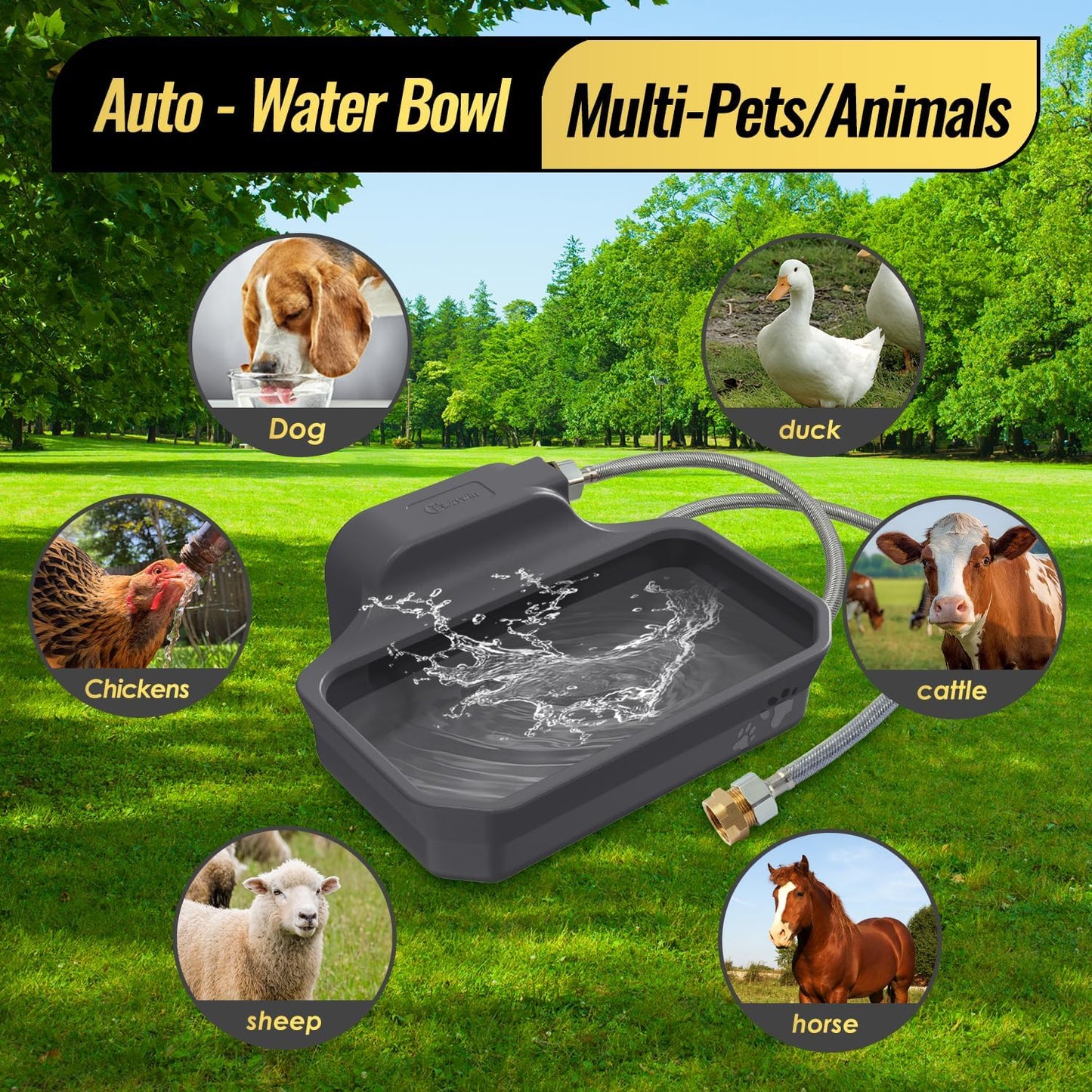 Ficuswin 135 Ounce capacity animal watering station in backyard garden