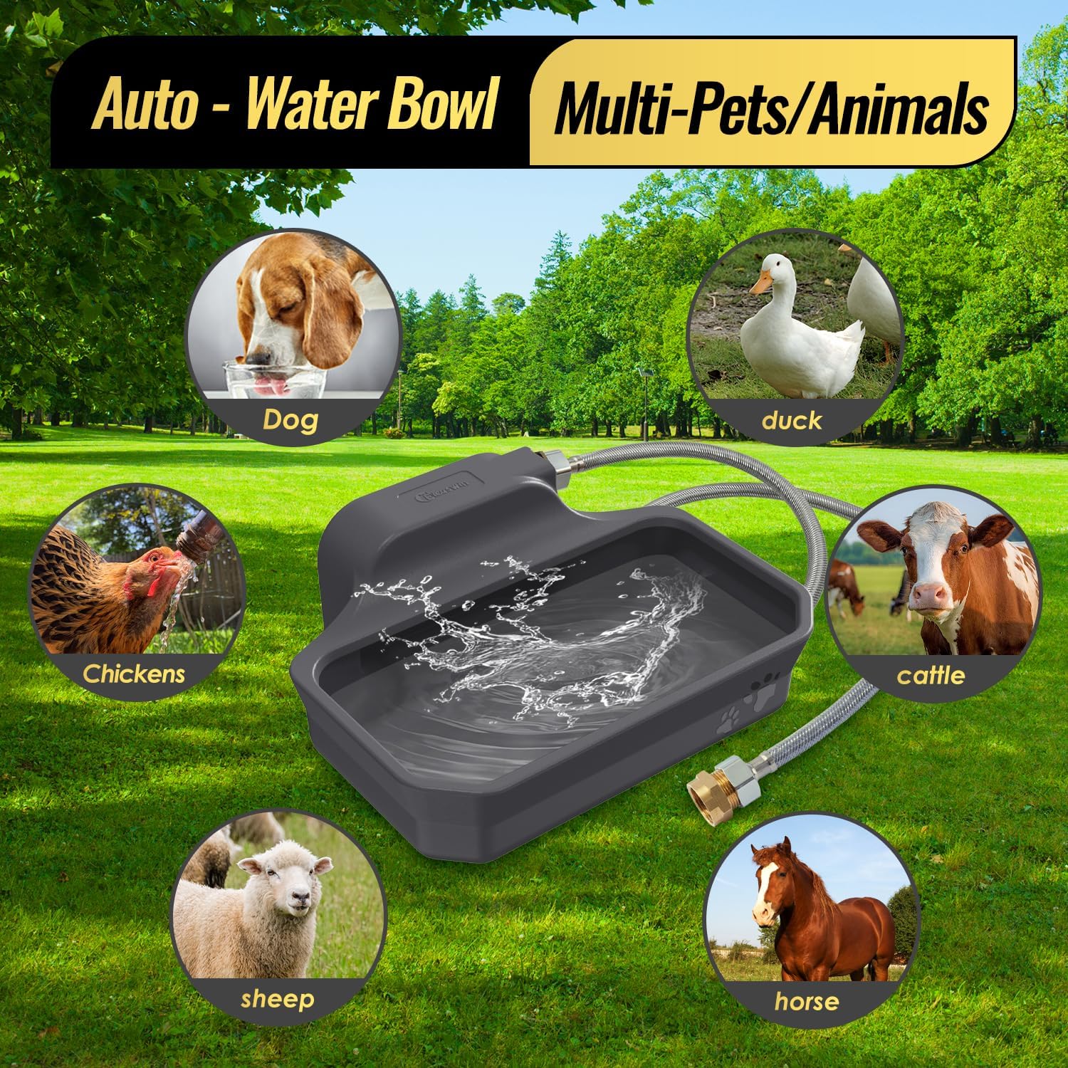 Ficuswin 135 Ounce capacity animal watering station in backyard garden