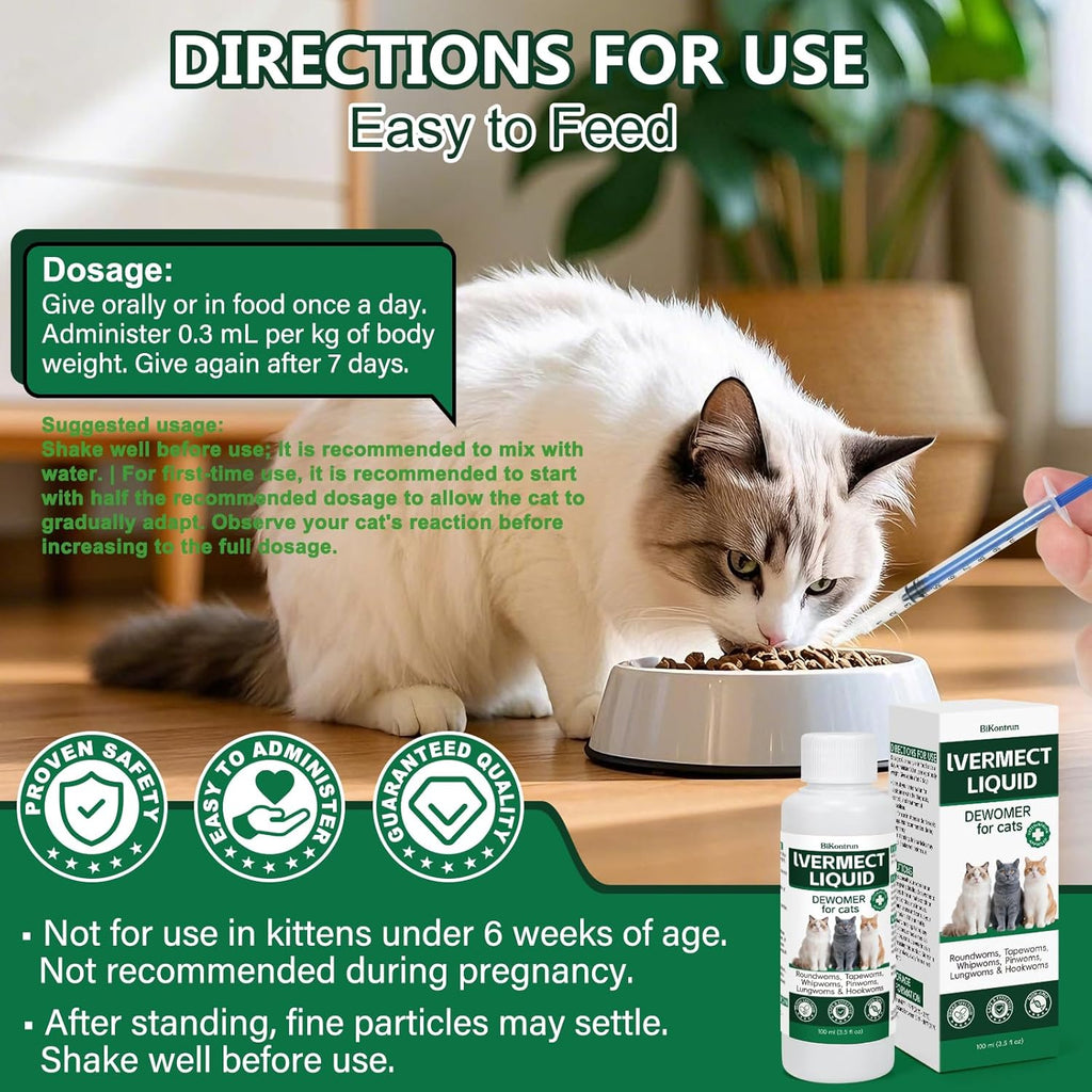 LuxeVib cat deworming liquid formula showing the broad spectrum protection checklist
