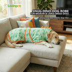 Wearable dog towel wrap covering chest and belly for quick drying after bath