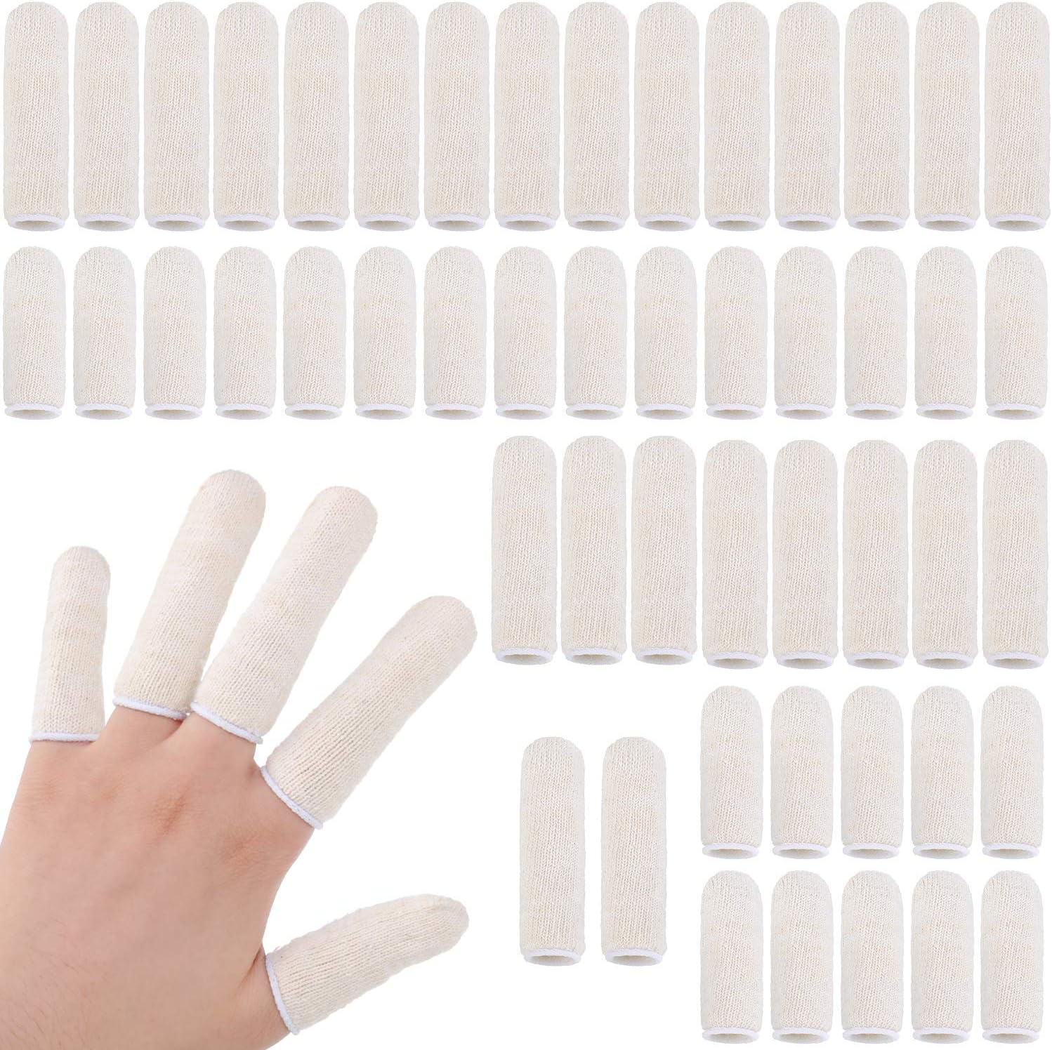 Geyoga cotton finger cots fifty piece package front view showcasing protective sleeves for fingertips
