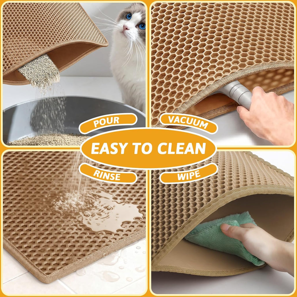 Demonstration of pouring trapped litter out of Pieviev mat